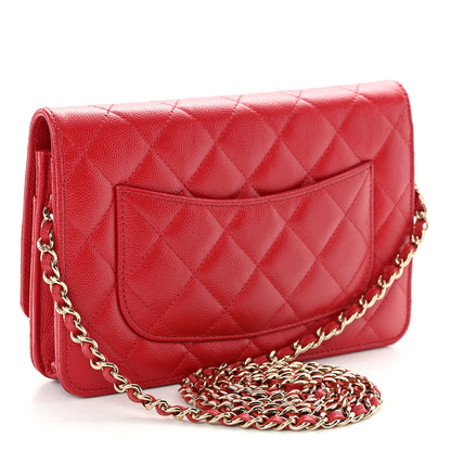 Chanel Caviar Quilted Wallet on Chain WOC Red 3 of 12