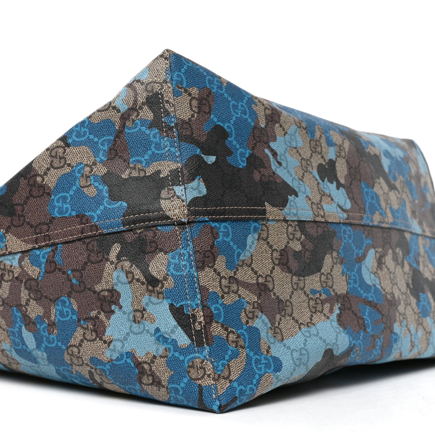 GG Supreme Monogram Camouflage Print Large Tote Beige Ebony New Acero Blue