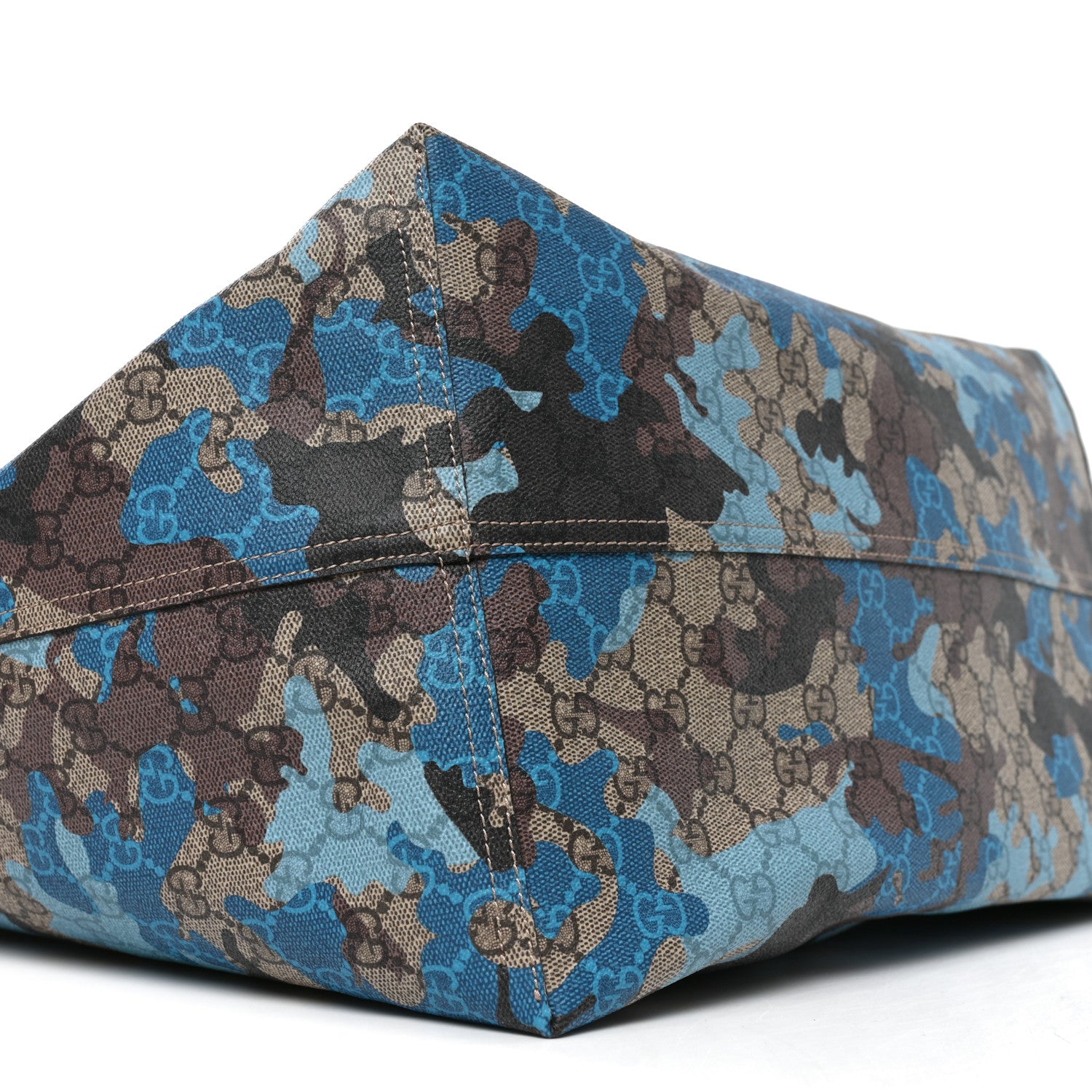 Gucci GG Supreme Monogram Camouflage Print Large Tote Beige Ebony New Acero Blue 9 of 10