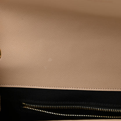Saint Laurent Grain De Poudre Matelasse Chevron Large Monogram Satchel Dark Beige 11 of 11
