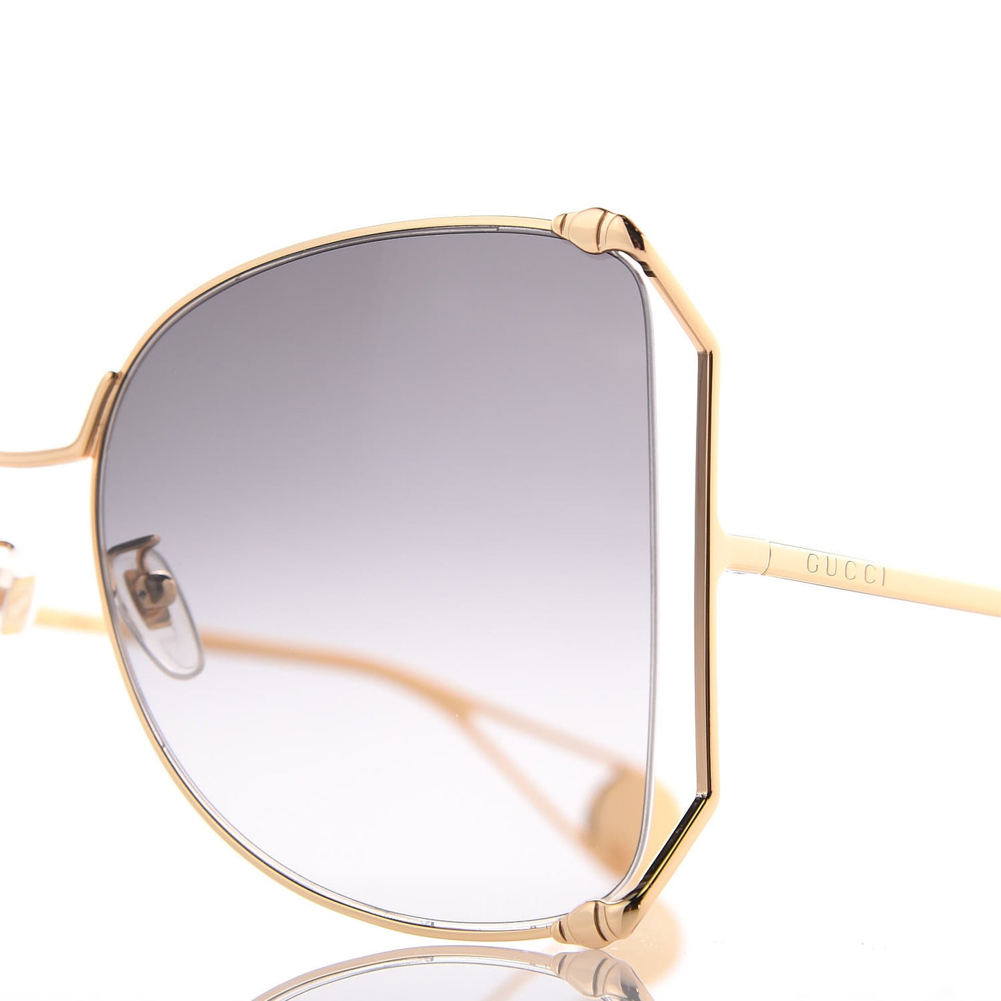 Oversized Round Sunglasses GG0252S Gold Grey