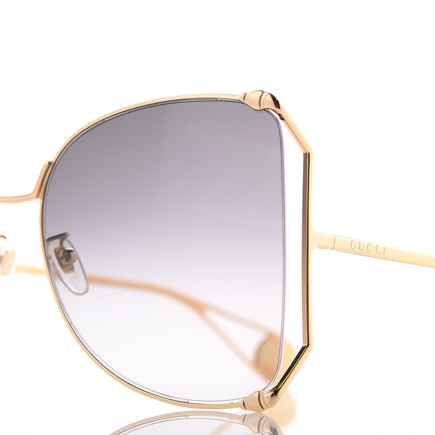Gucci Oversized Round Sunglasses GG0252S Gold Grey 8 of 8