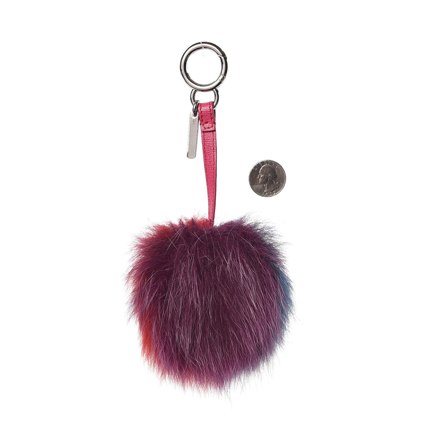 Fox Fur Pom Pom Bag Charm Shadow Violet