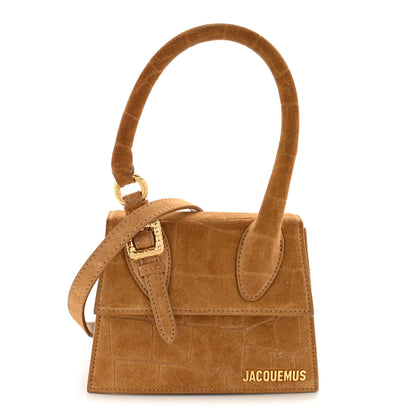 Jacquemus Suede Crocodile Embossed Le Chiquito Moyen Brown 1 of 12