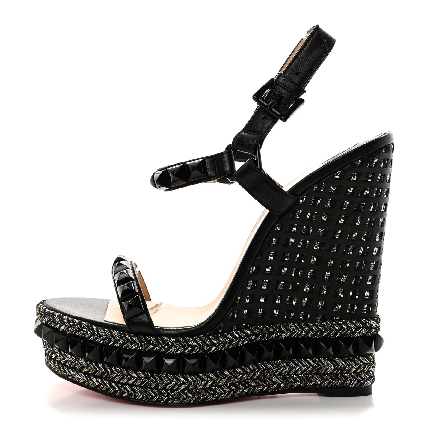 Nappa Lame Cataclou 140 Wedge Sandals 39 Black