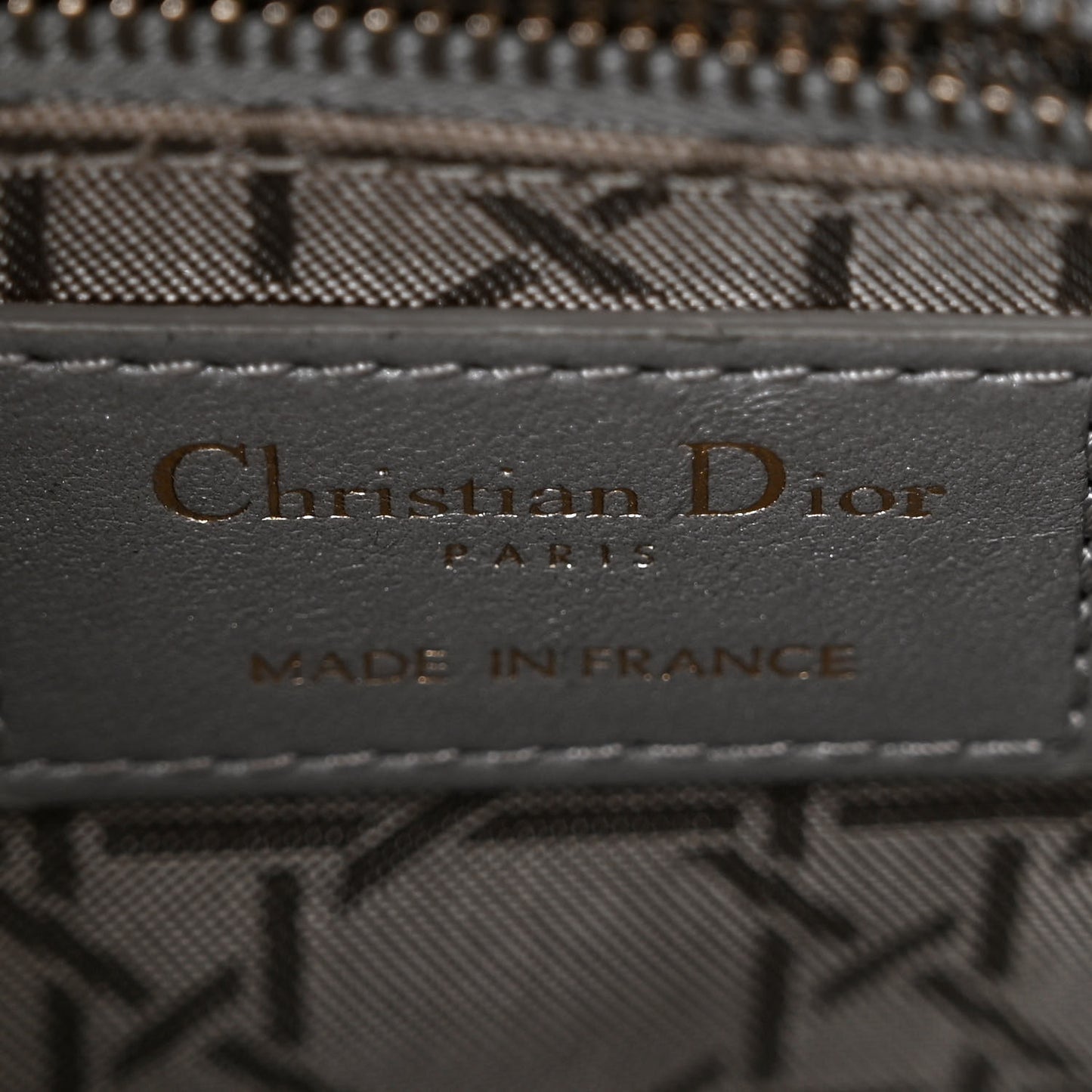 Metallic Lambskin Cannage Mini Lady Dior Grey