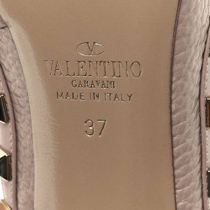 Valentino Garavani Pebbled Calfskin Rockstud Ankle Strap 100mm Pumps 37 Poudre 7 of 10