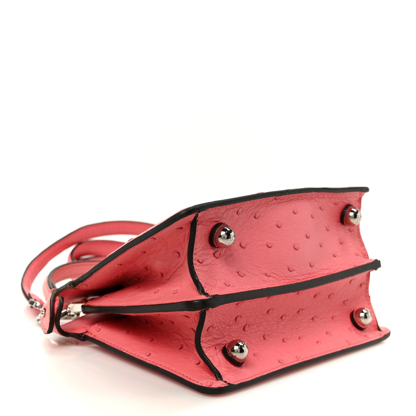 Ostrich Shiny Nappa Petite Peekaboo I SEE U Satchel Pink Dalia