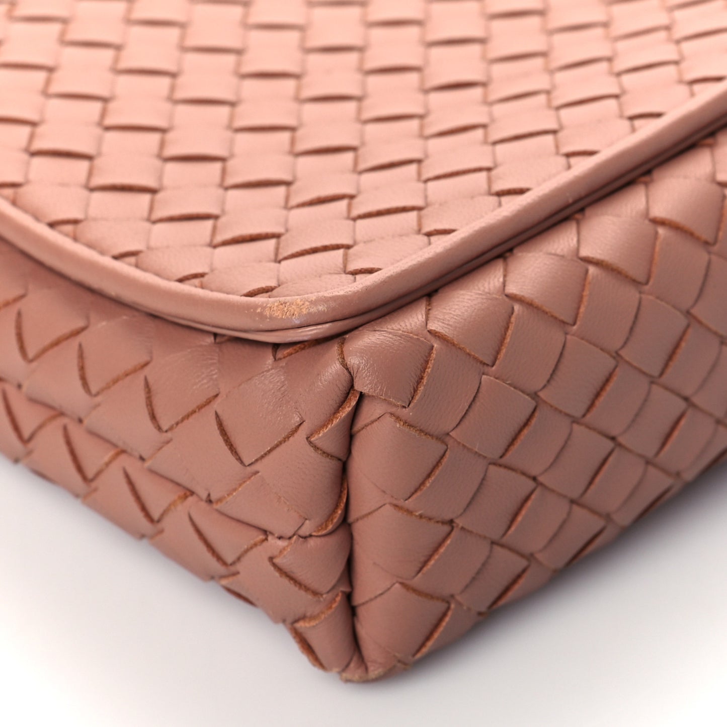 Nappa Intrecciato Flap Clutch Dusty Rose