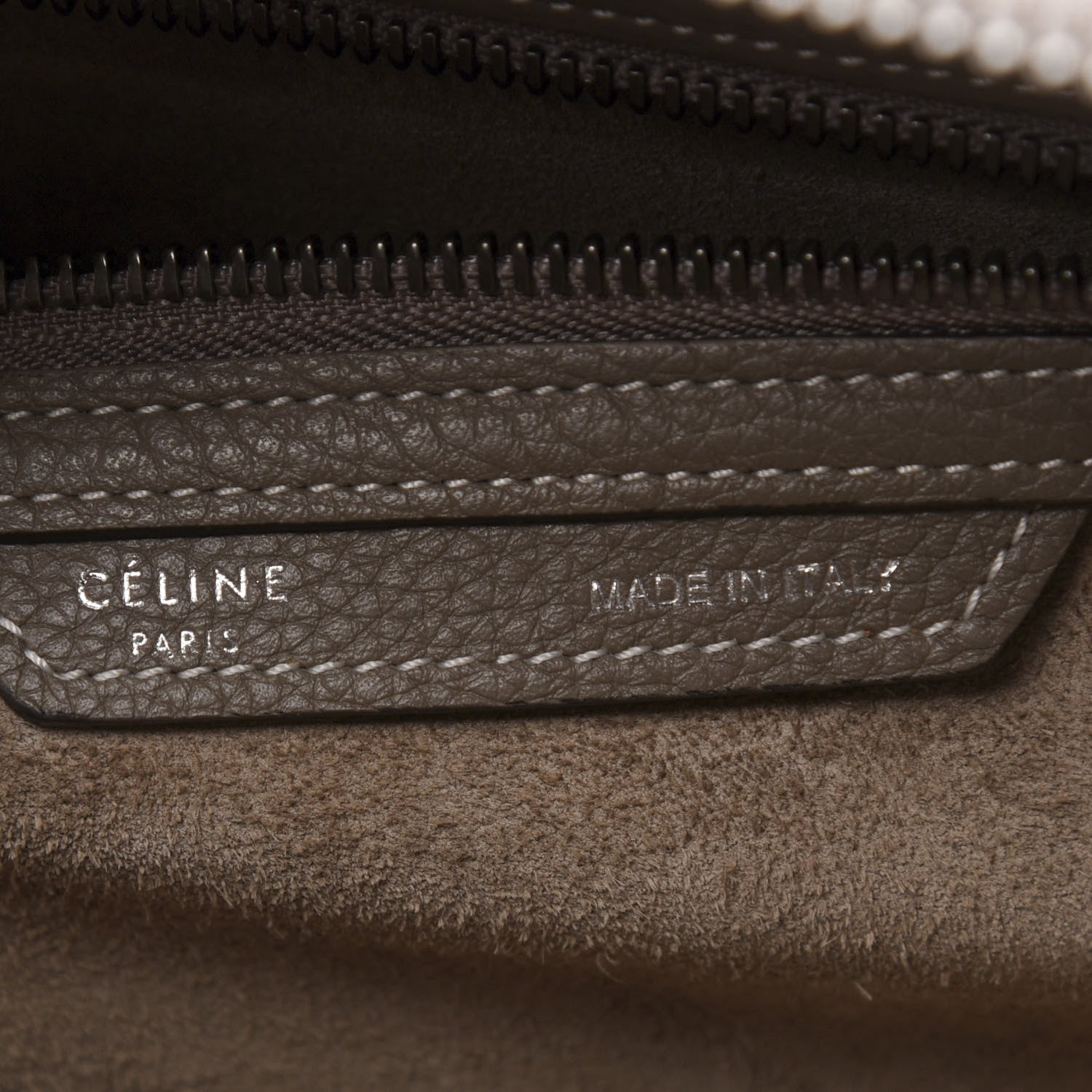 Celine Drummed Calfskin Mini Luggage Souris 8 of 11