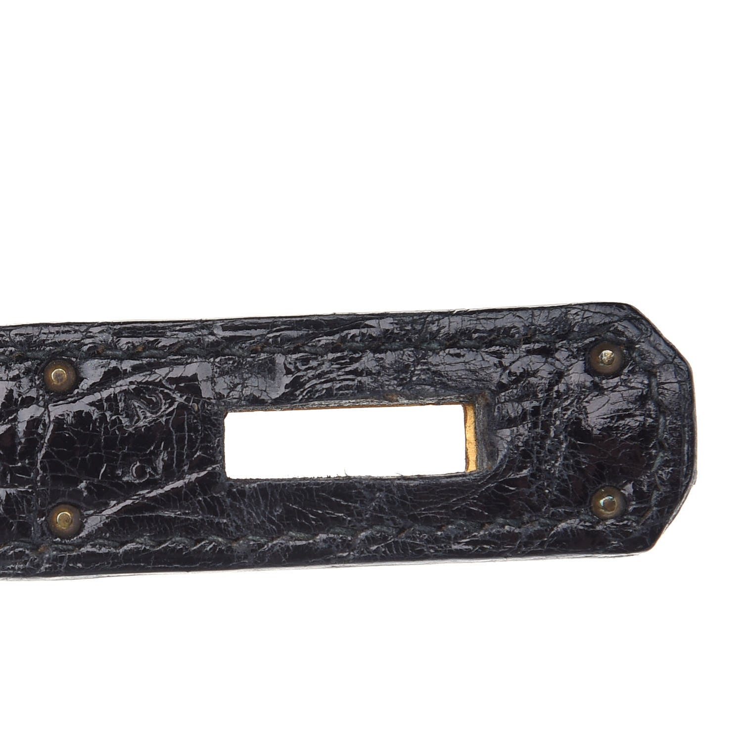 Hermes Shiny Porosus Crocodile Kelly Sellier 32 Black 7 of 12
