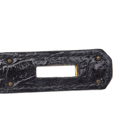 Hermes Shiny Porosus Crocodile Kelly Sellier 32 Black 7 of 12