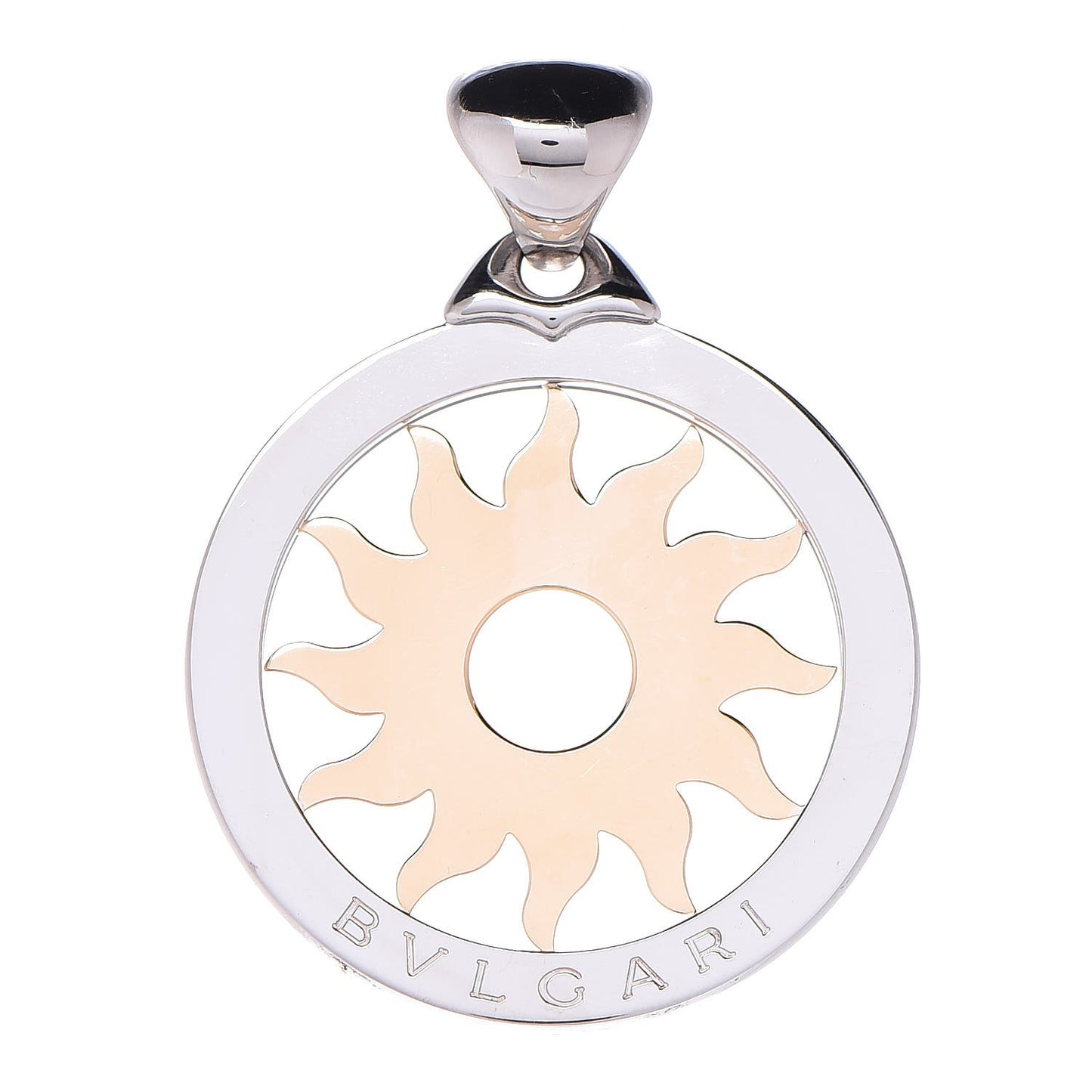 Stainless Steel 18K Yellow Gold Large Tondo Sun Pendant