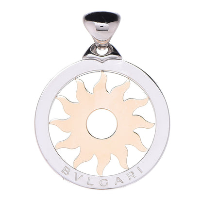 Bulgari Stainless Steel 18K Yellow Gold Large Tondo Sun Pendant 1 of 3