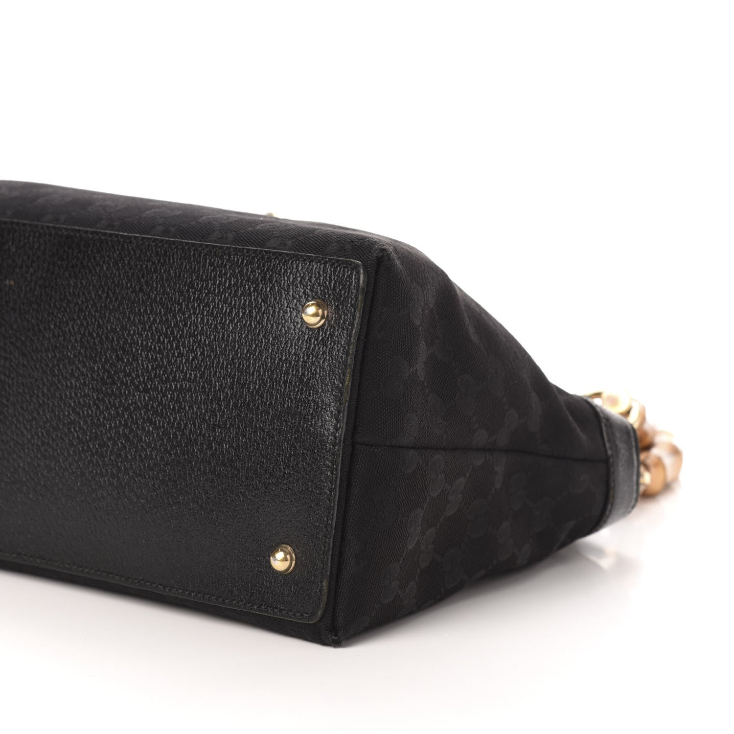 Gucci Monogram Bamboo Handle Shoulder Bag Black 11 of 14