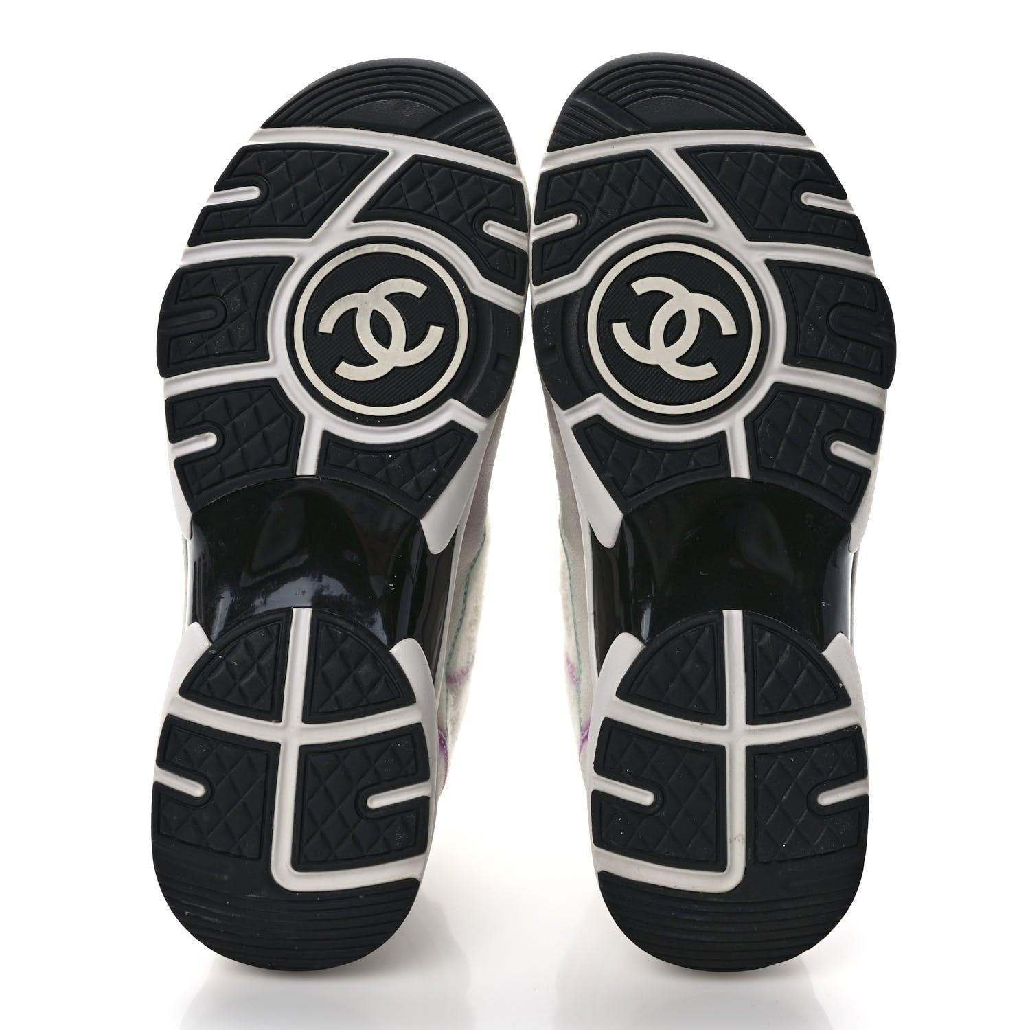 Chanel Wool Suede Calfskin CC Sneakers 38 Multicolor 5 of 9