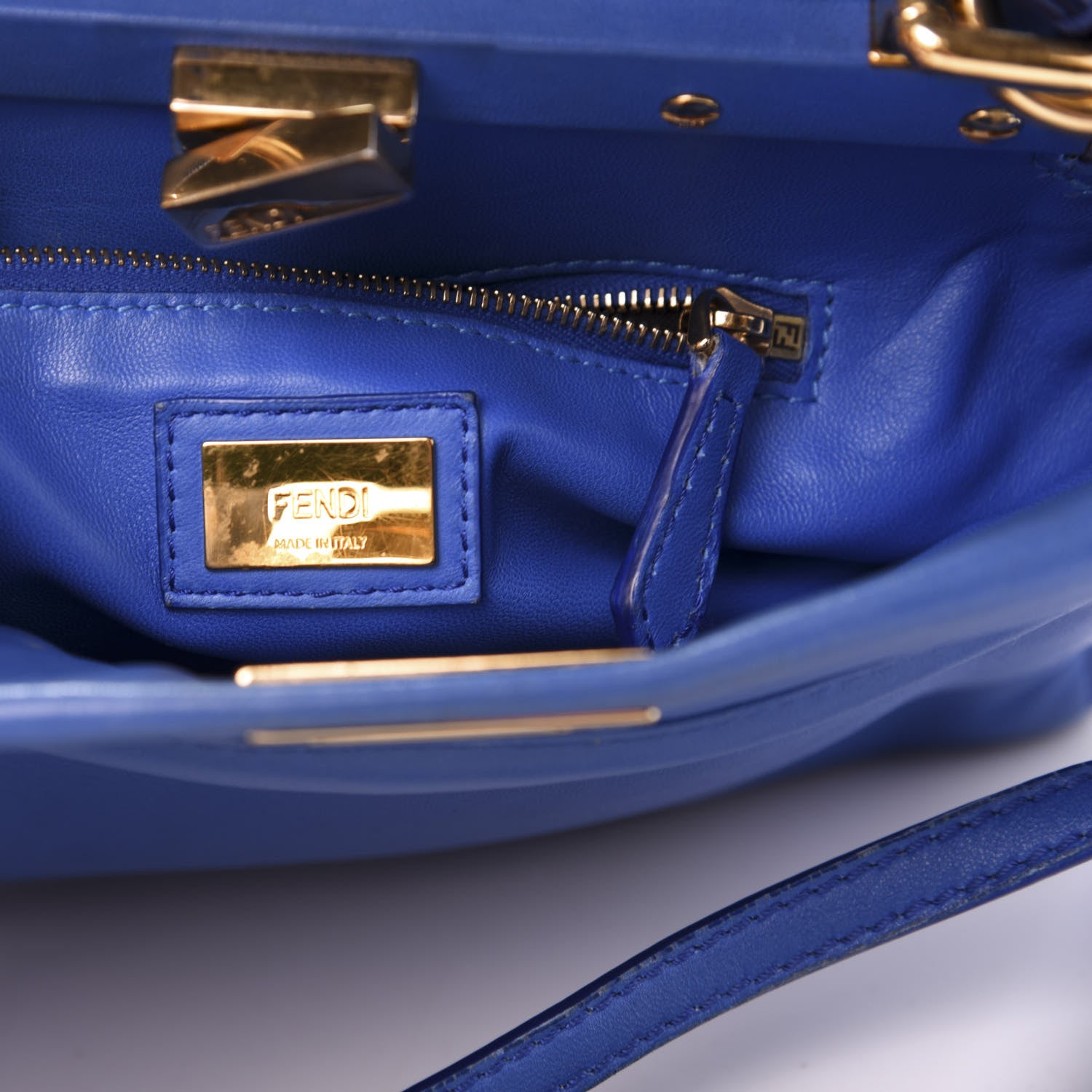 Fendi Nappa Mini Peekaboo Iconic Satchel Bleuette 9 of 12