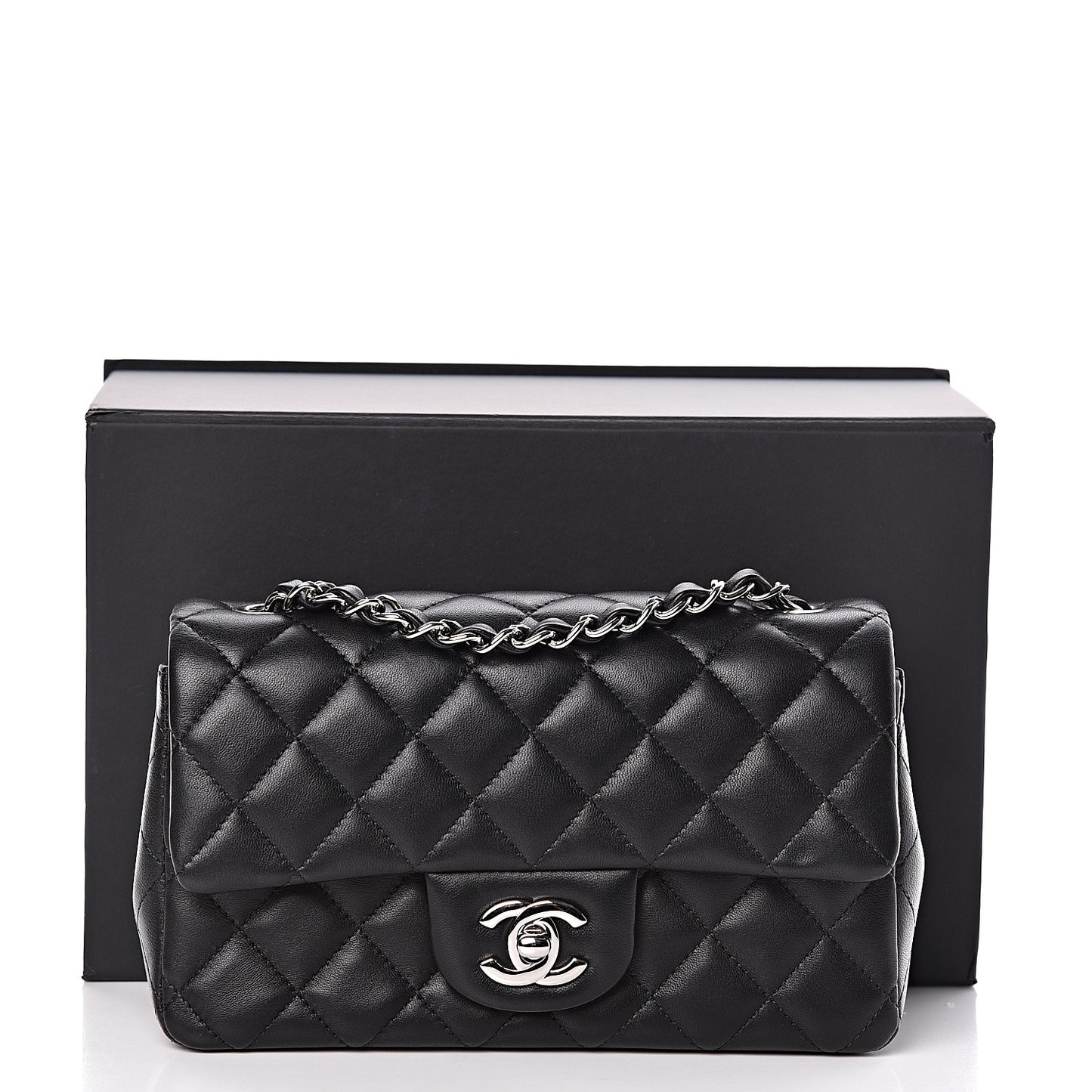 Lambskin Quilted Mini Rectangular Flap Black