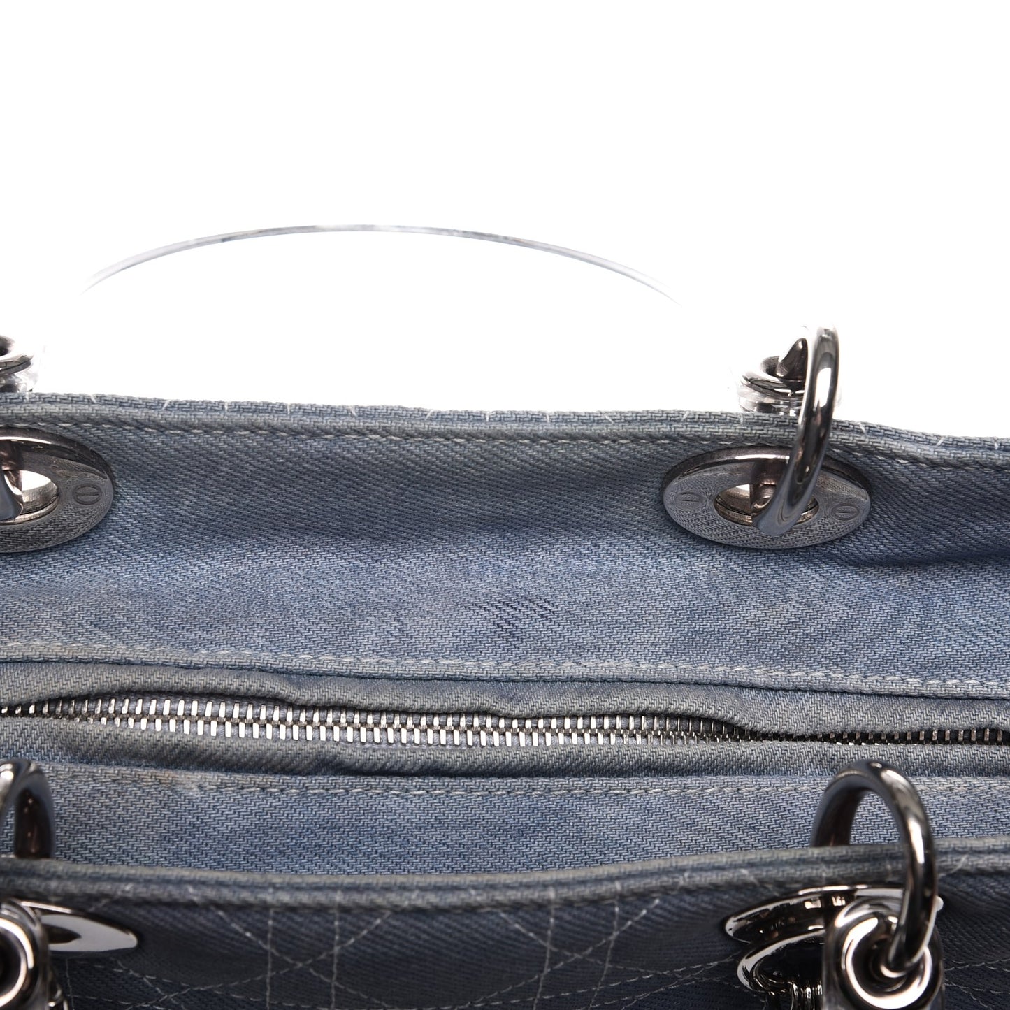 Denim Cannage Large Lady Dior Tote Blue