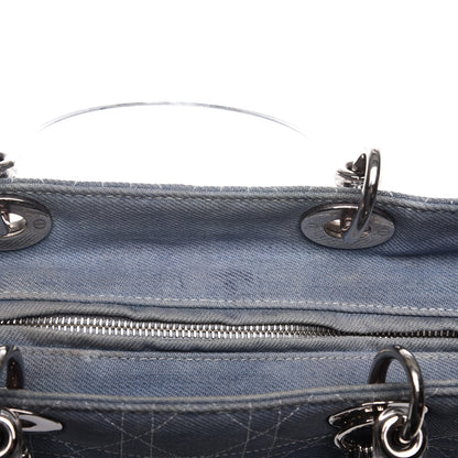 Christian Dior Denim Cannage Large Lady Dior Tote Blue 10 of 13