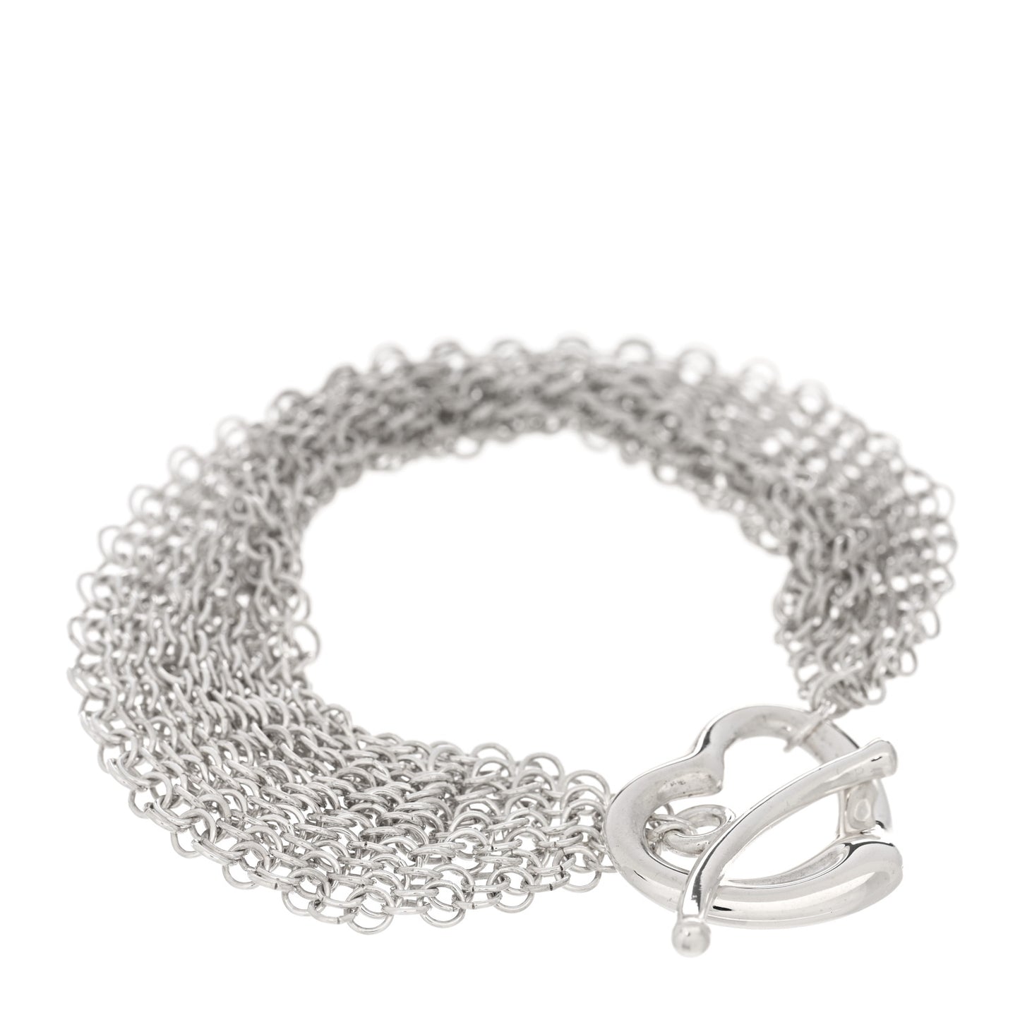 Sterling Silver Elsa Peretti Open Heart Mesh Toggle Bracelet