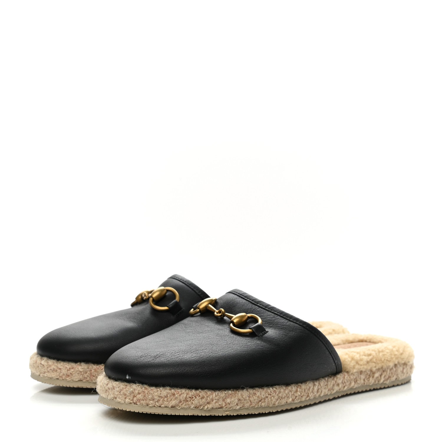Gucci Nappa Wool Womens Fria Slippers 39.5 Black Butterscotch 3 of 11