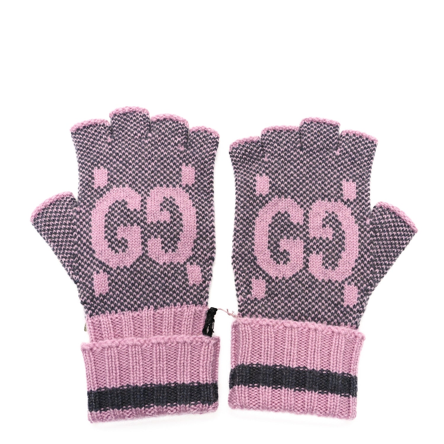 Gucci Cashmere Fingerless Gloves Logo S Graphite Pink 1 of 3