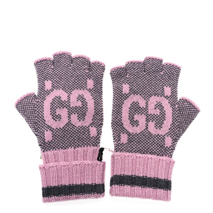 Gucci Cashmere Fingerless Gloves Logo S Graphite Pink 1 of 3
