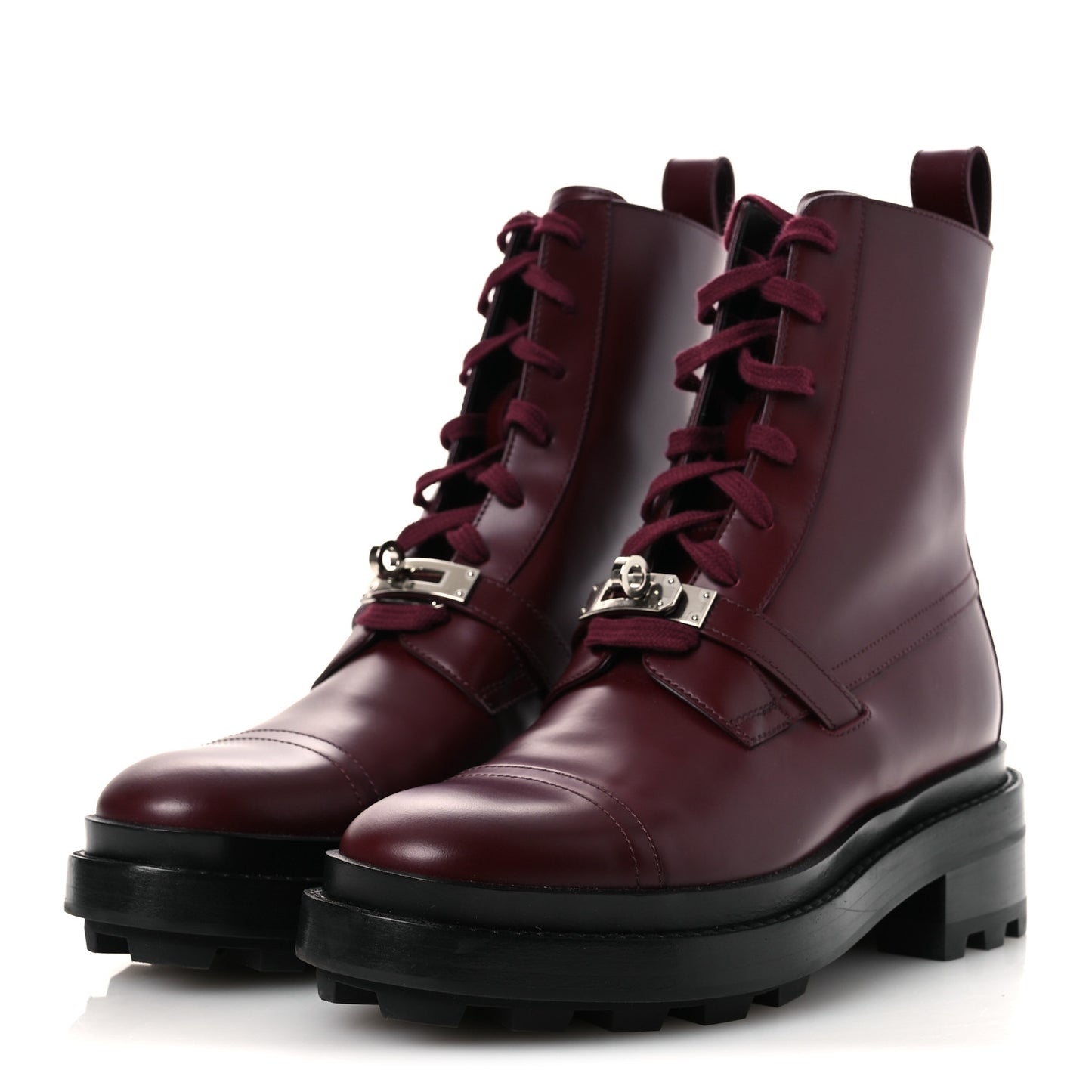 Glossed Calfskin Funk Ankle Boots 36.5 Rouge H
