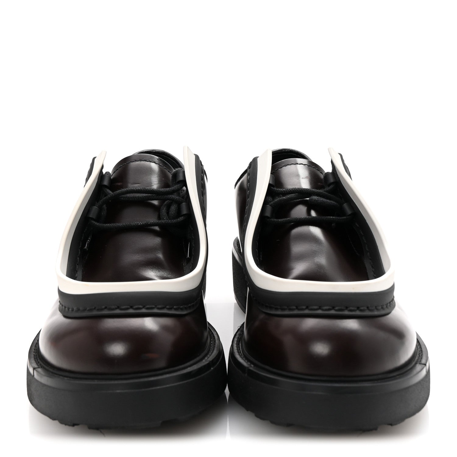 Prada Spazzolato Rois Monolith 55mm Derby Loafers 8 Dark Brown Black 3 of 10