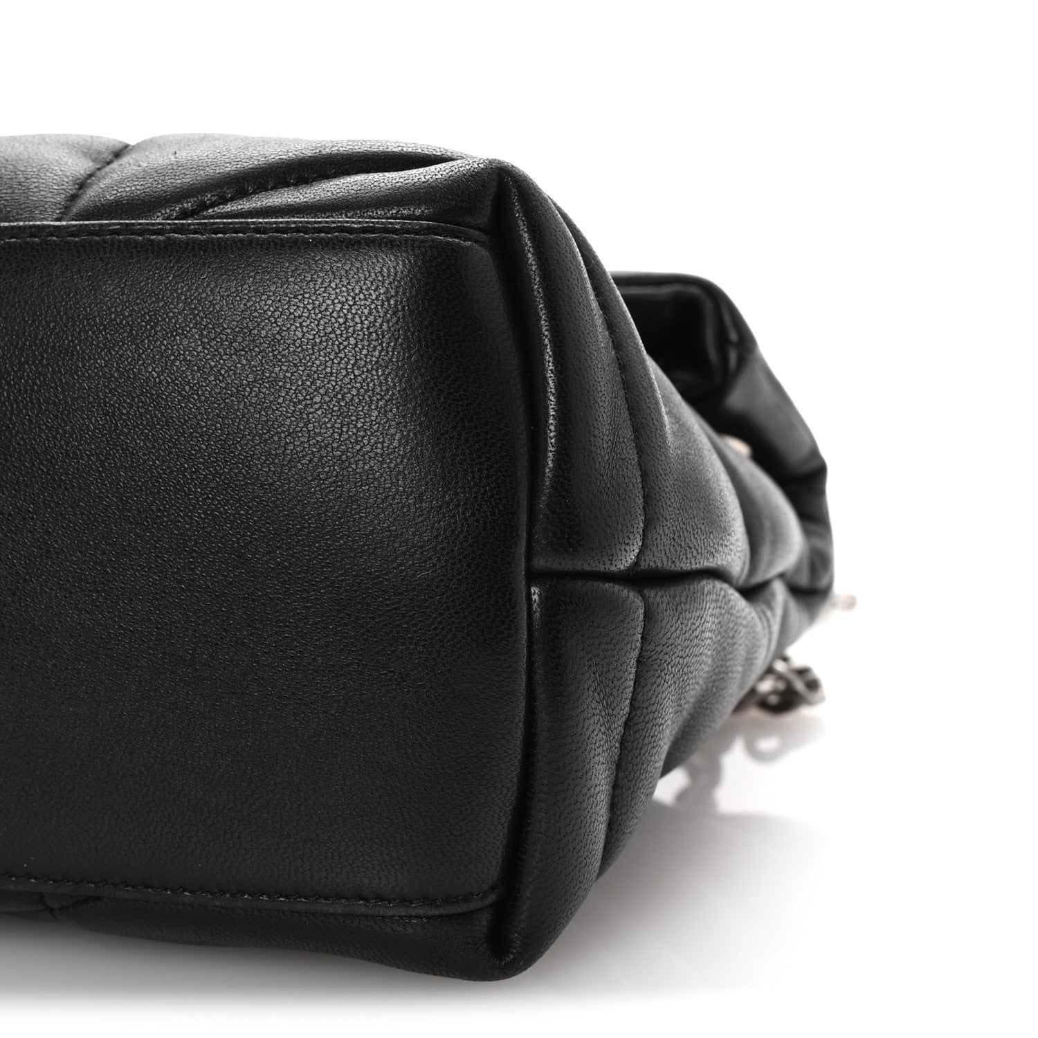 Saint Laurent Lambskin Quilted Small Loulou Puffer Monogram Chain Satchel Black 9 of 9