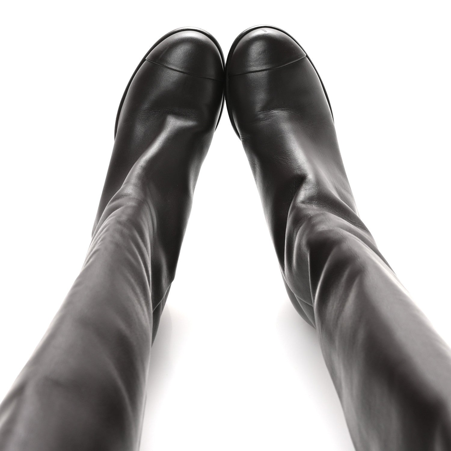 Chanel Calfskin CC High Boots 35.5 Dark Brown 2 of 8