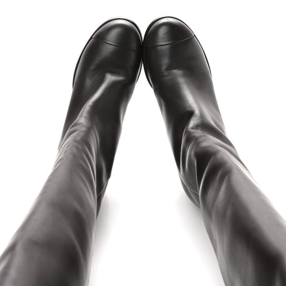 Chanel Calfskin CC High Boots 35.5 Dark Brown 2 of 8