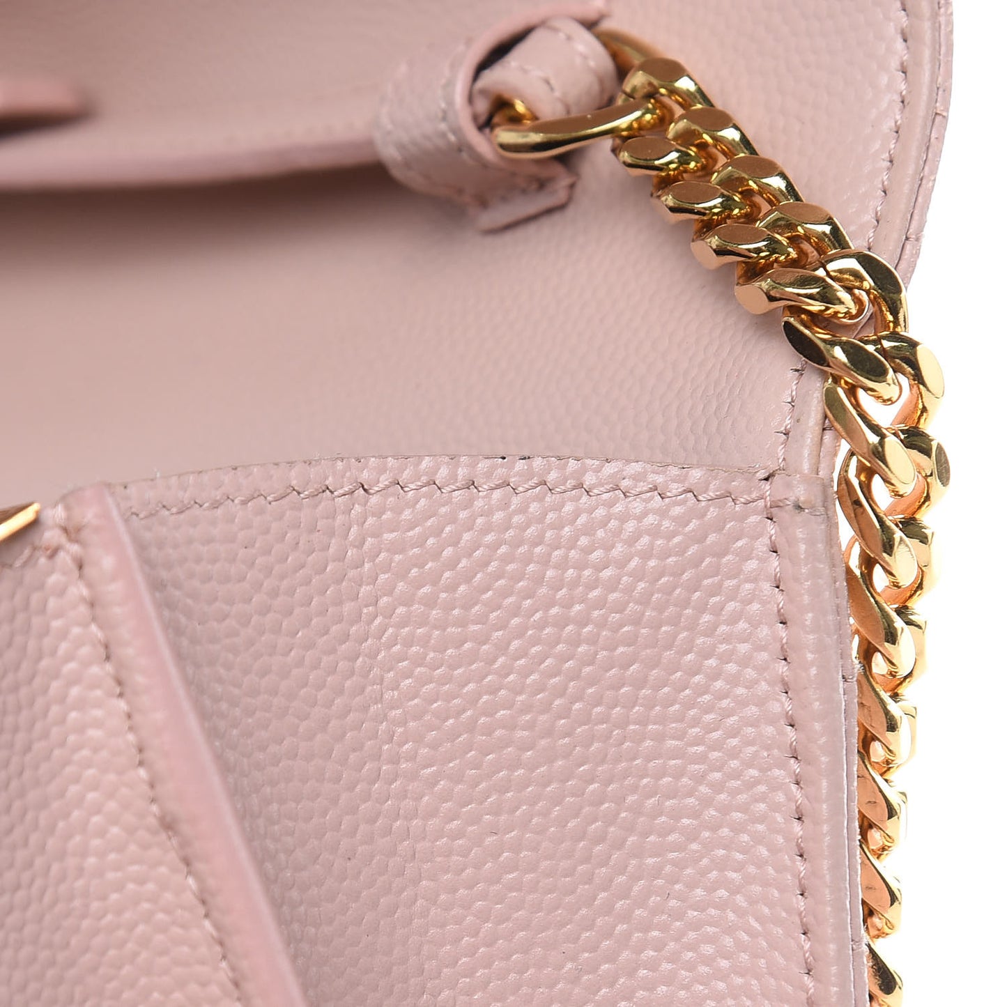 Grain De Poudre Matelasse Chevron Monogram Chain Wallet Pale Pink