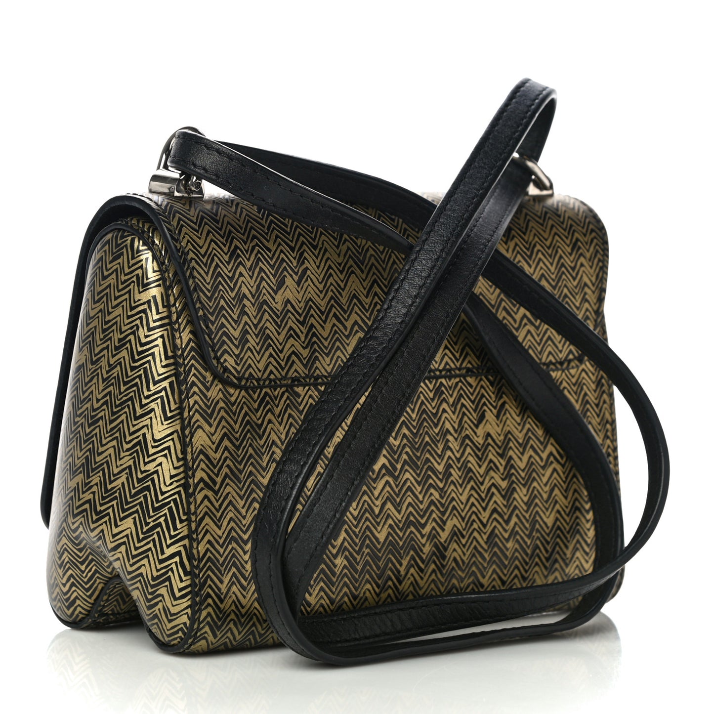 Epi Chevron Printed Twist Shoulder Bag PM Gold