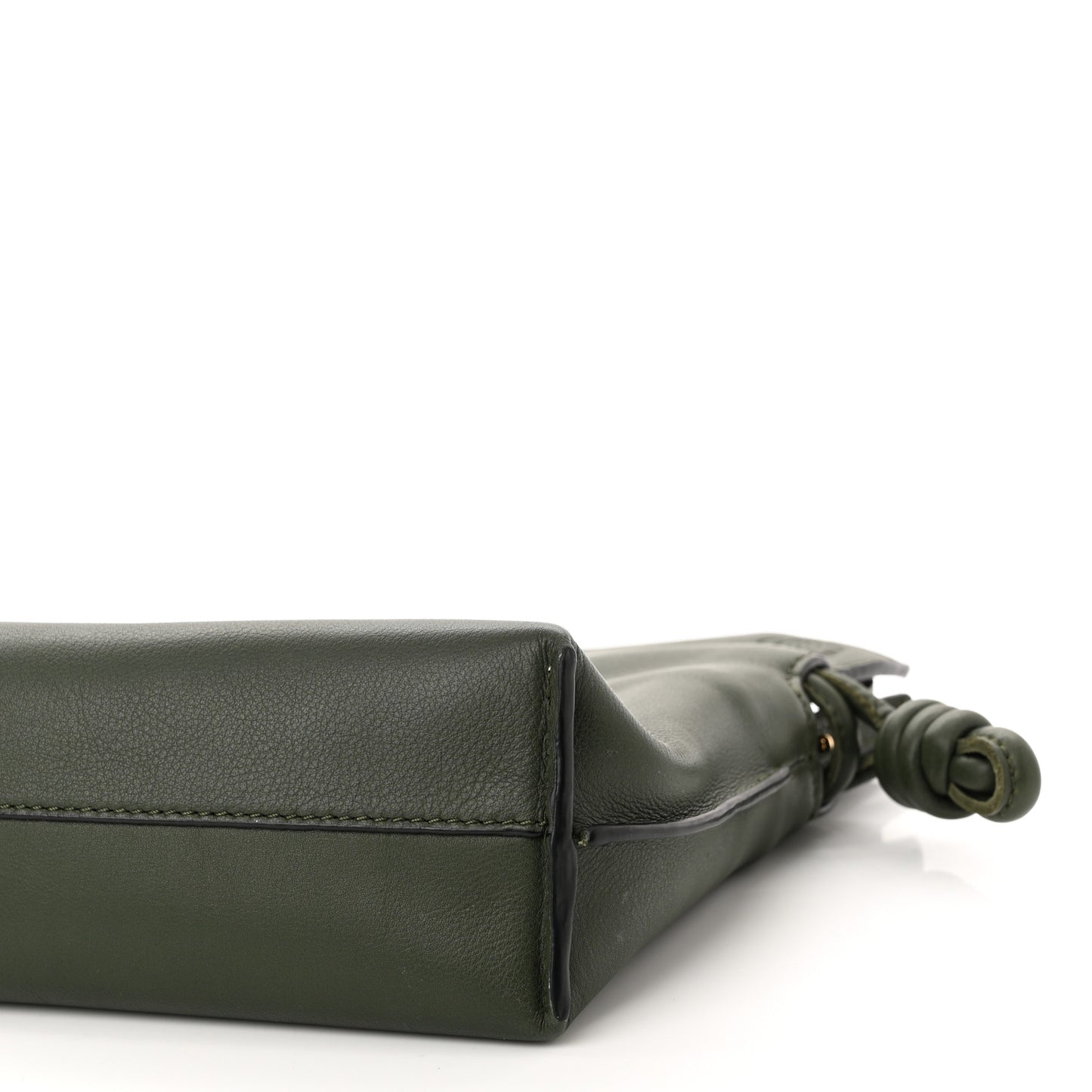 Calfskin Mini Flamenco Knot Clutch Vintage Khaki