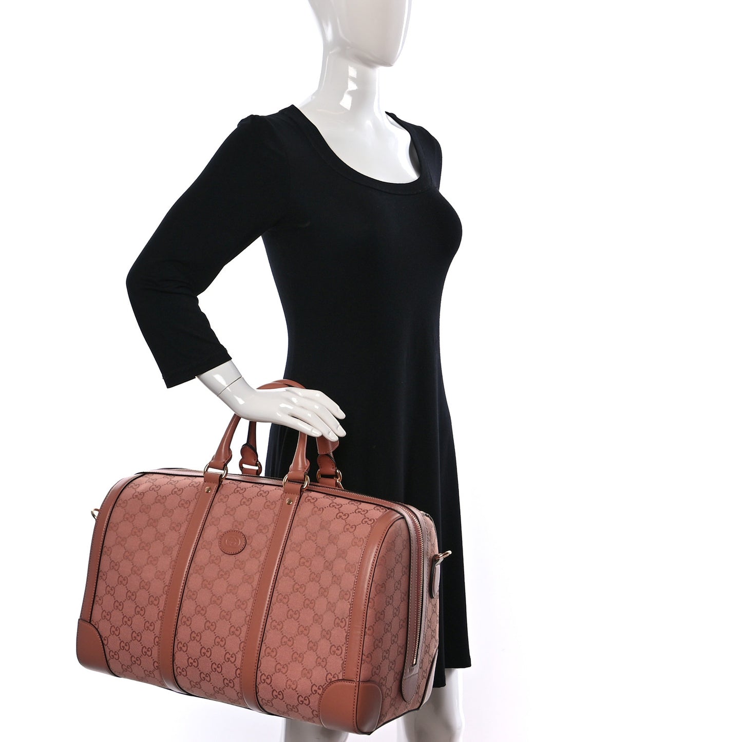 Monogram Azalea Calfskin Small Retro Interlocking G Duffle Bag Cloche Rose Pink