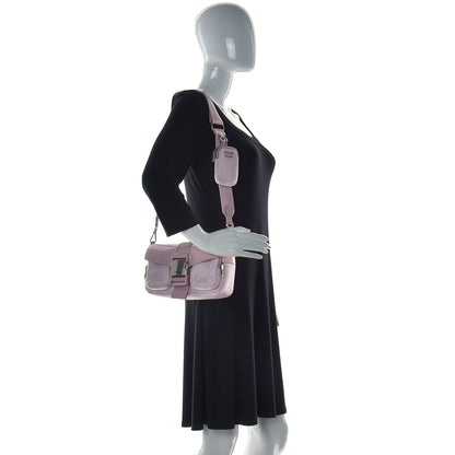 Prada Re-Nylon Spazzolato Double Pocket Buckle Shoulder Bag Alabastro 2 of 12