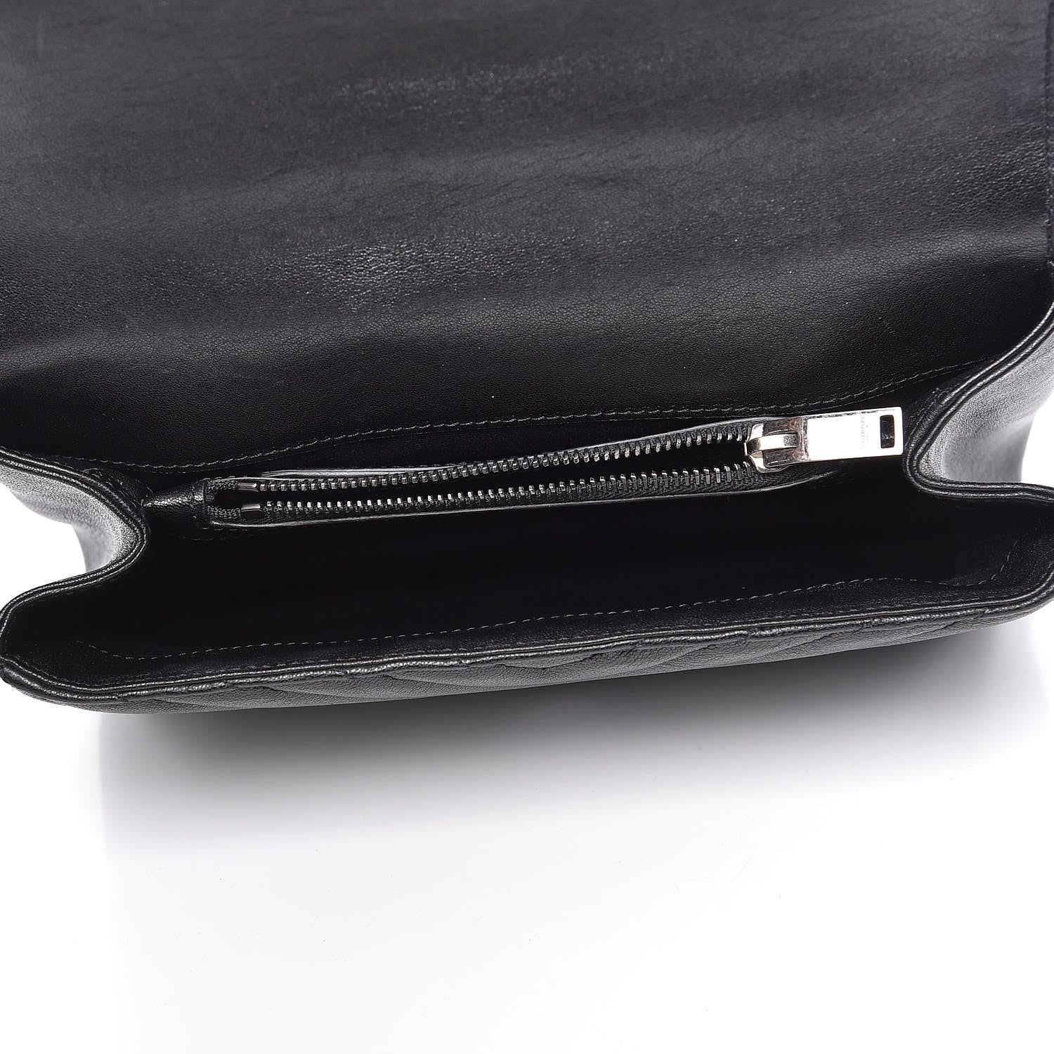 Saint Laurent Sheepskin Matelasse Chevron Monogram Medium Pins College Bag Black 5 of 11
