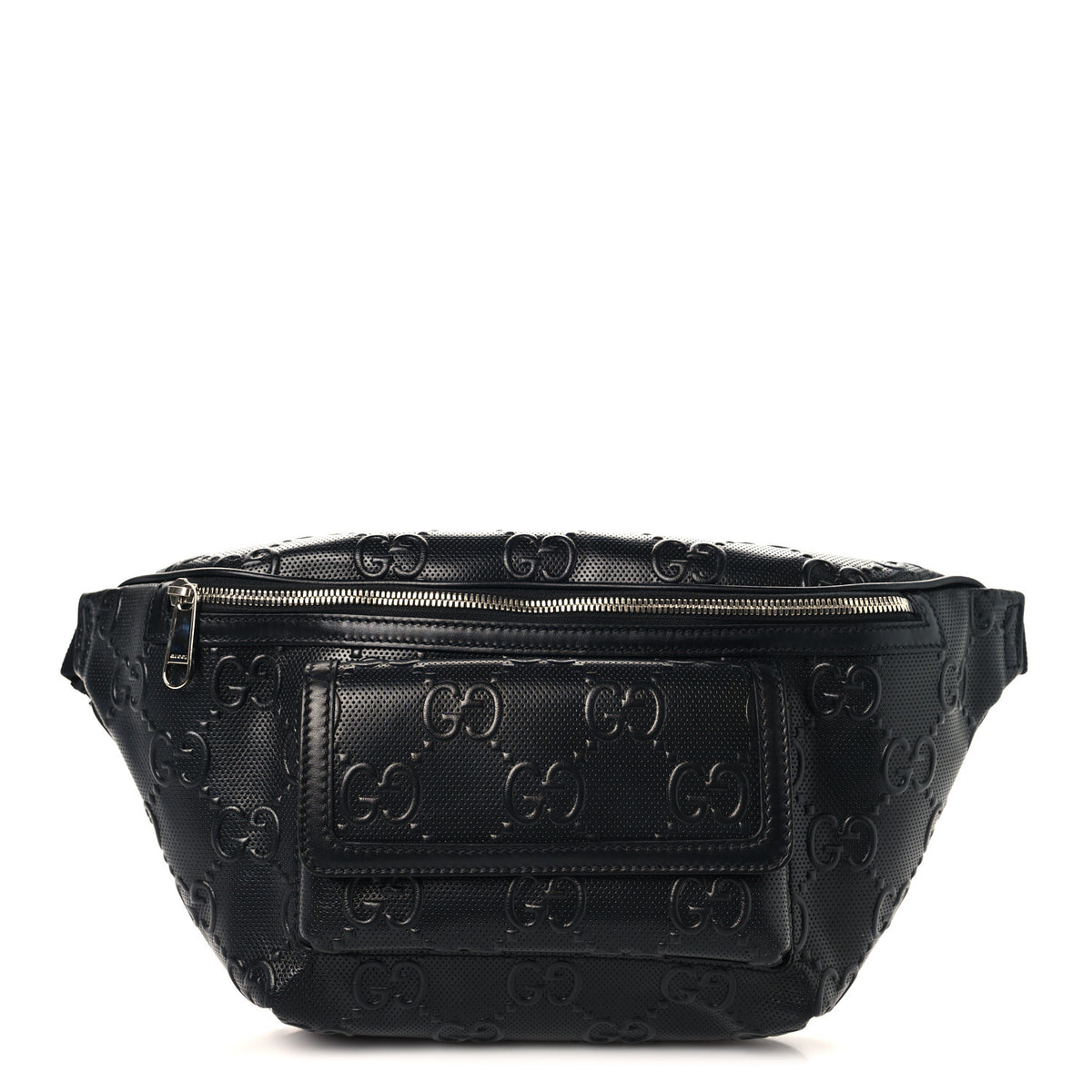 Calfskin GG Tennis Embossed Pocket Belt Bag Black