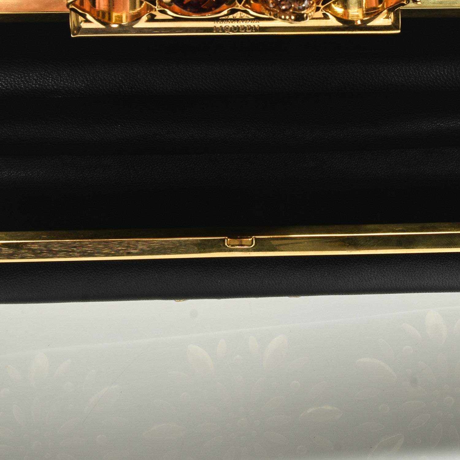 Alexander McQueen Nappa Studded Floral Knuckle Box Clutch Black 5 of 6