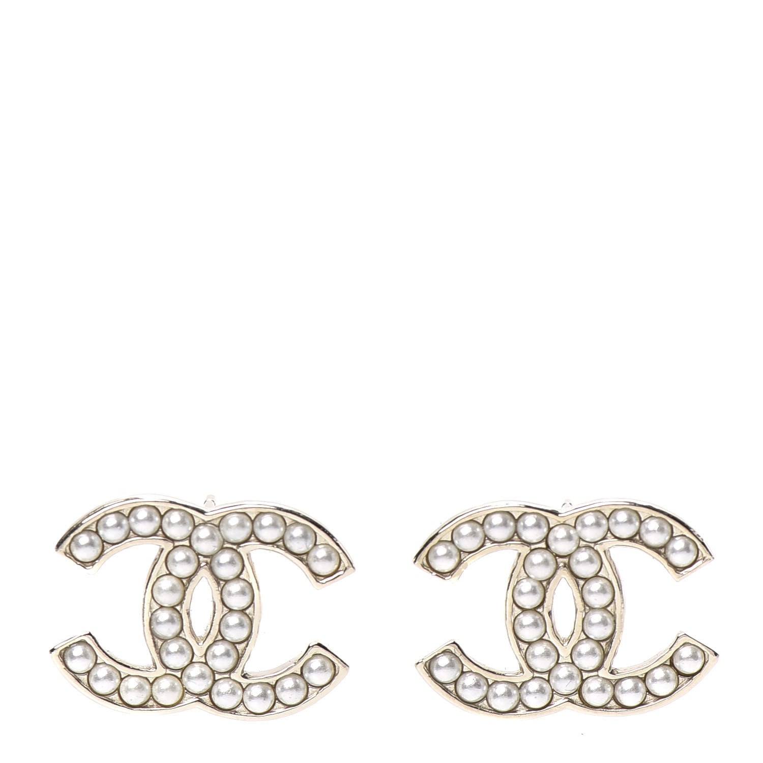 Chanel Pearl CC Earrings Light Gold 1 of 5
