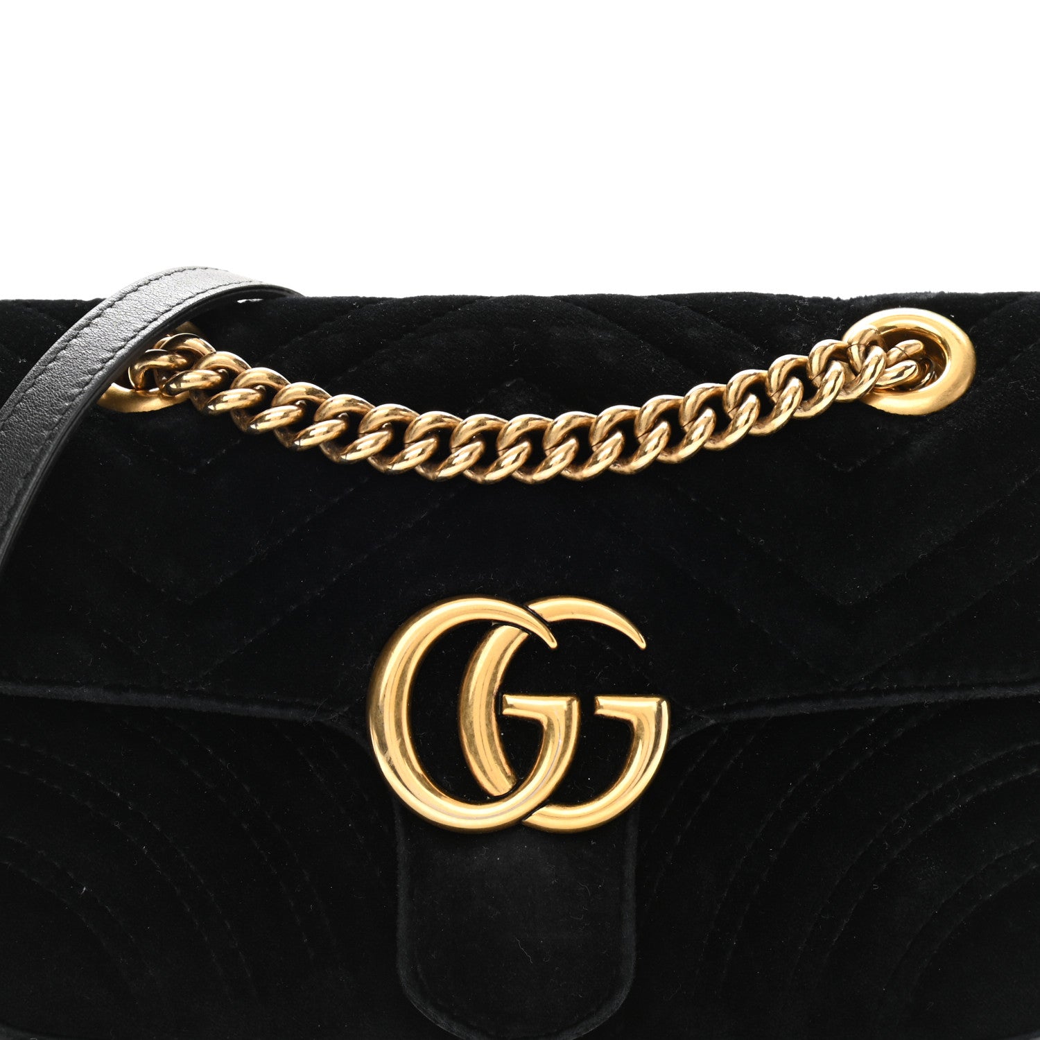 Gucci Velvet Matelasse Mini GG Marmont Shoulder Bag Black 9 of 13