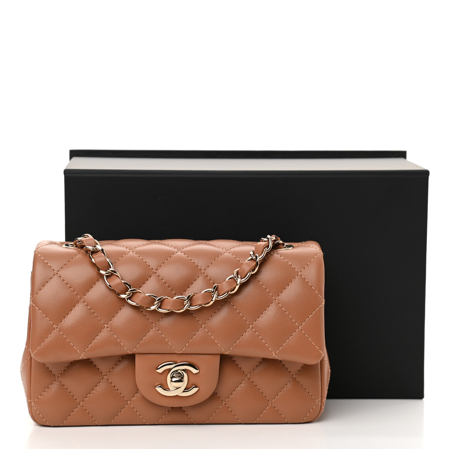 Chanel Lambskin Quilted Mini Rectangular Flap Brown 10 of 10