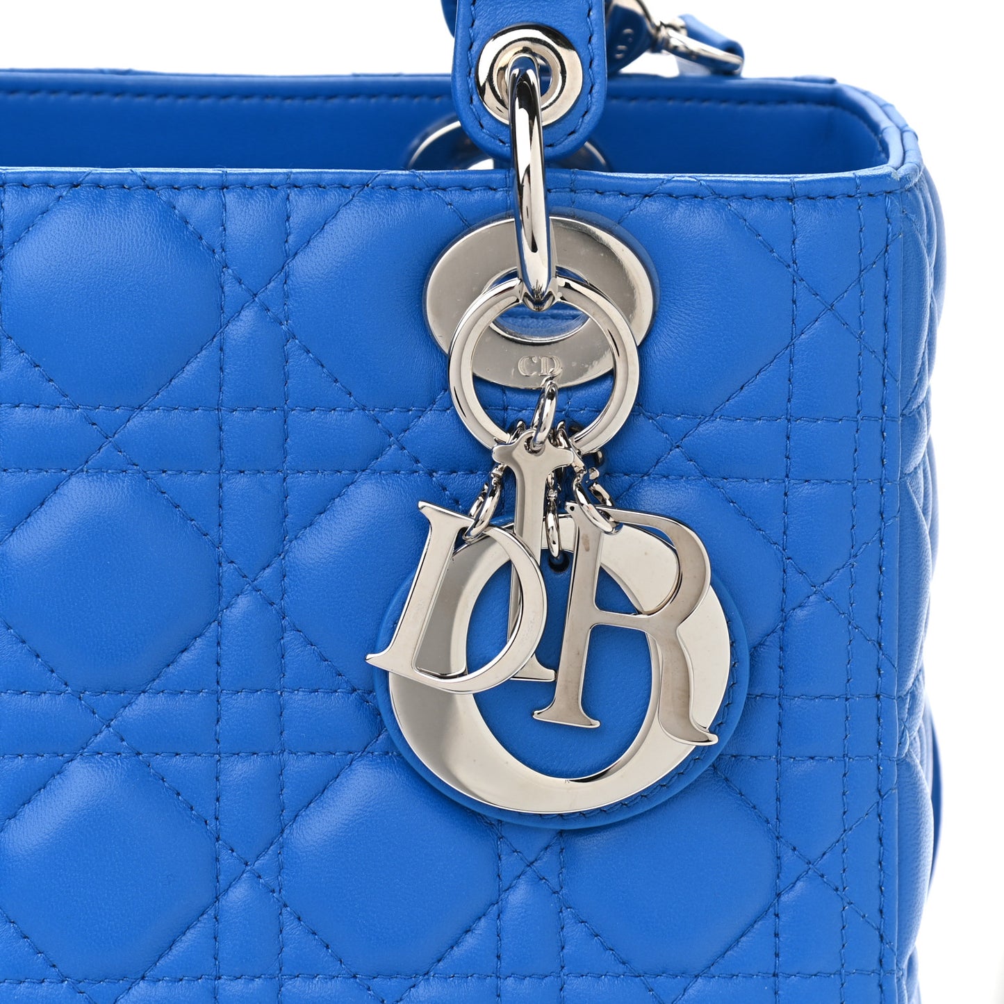 Lambskin Cannage Medium Lady Dior Blue Persan