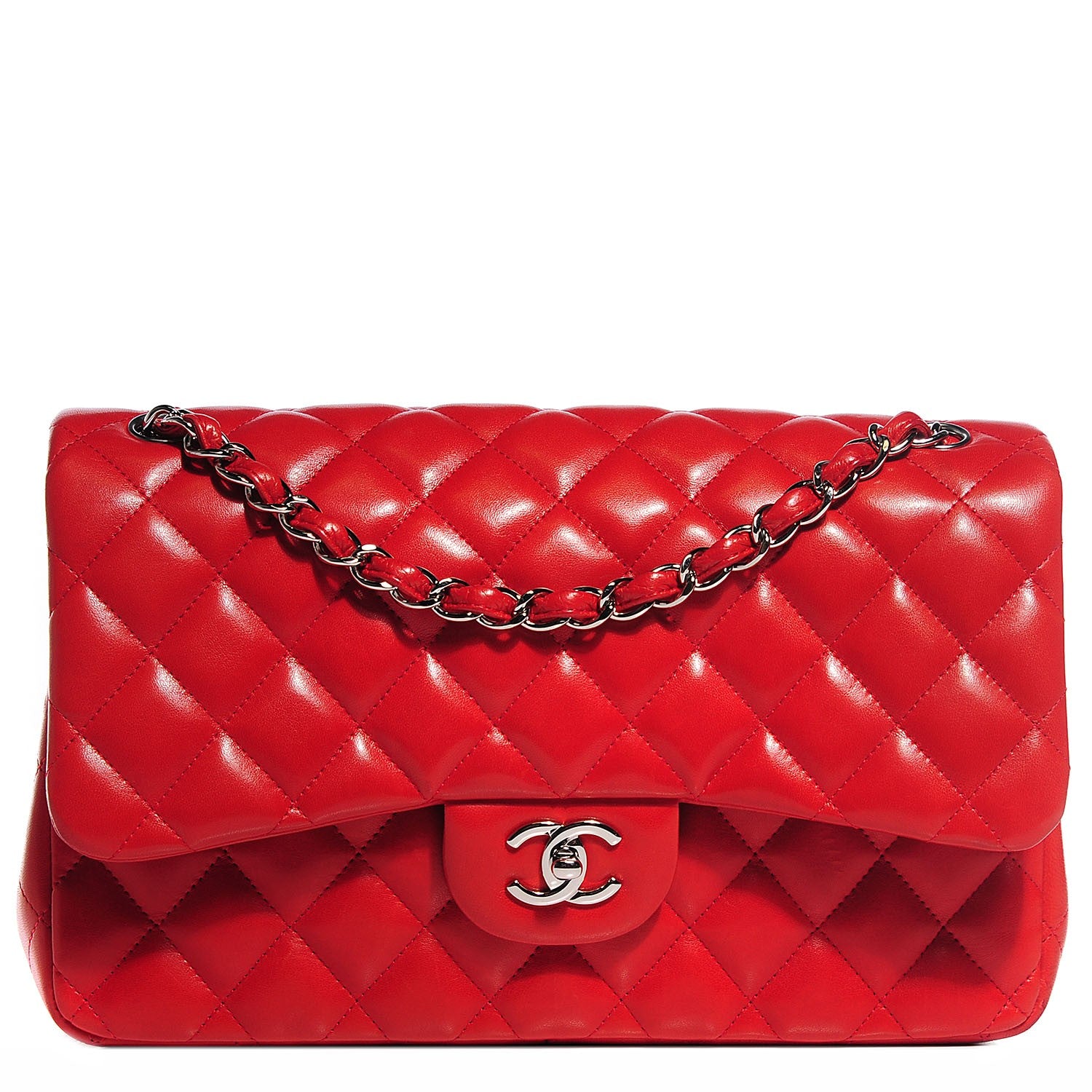 Chanel Lambskin Quilted Jumbo Double Flap Red 1 of 9