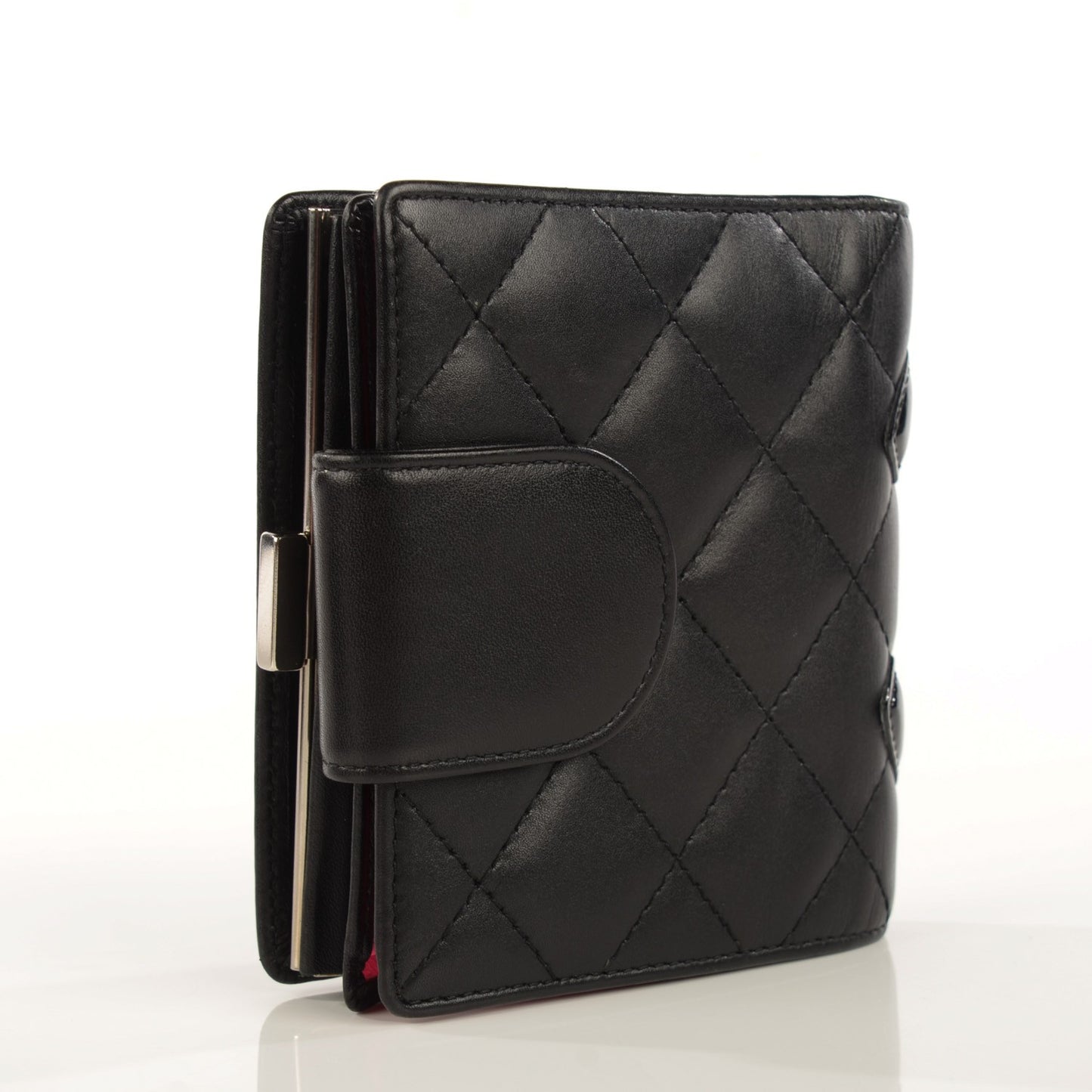 Calfskin Quilted Cambon Bi-Fold Wallet Black