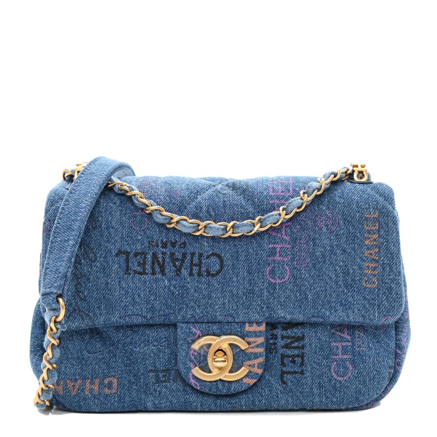 Chanel Denim Quilted Mini Denim Mood Rectangular Flap Blue Multicolor 1 of 8
