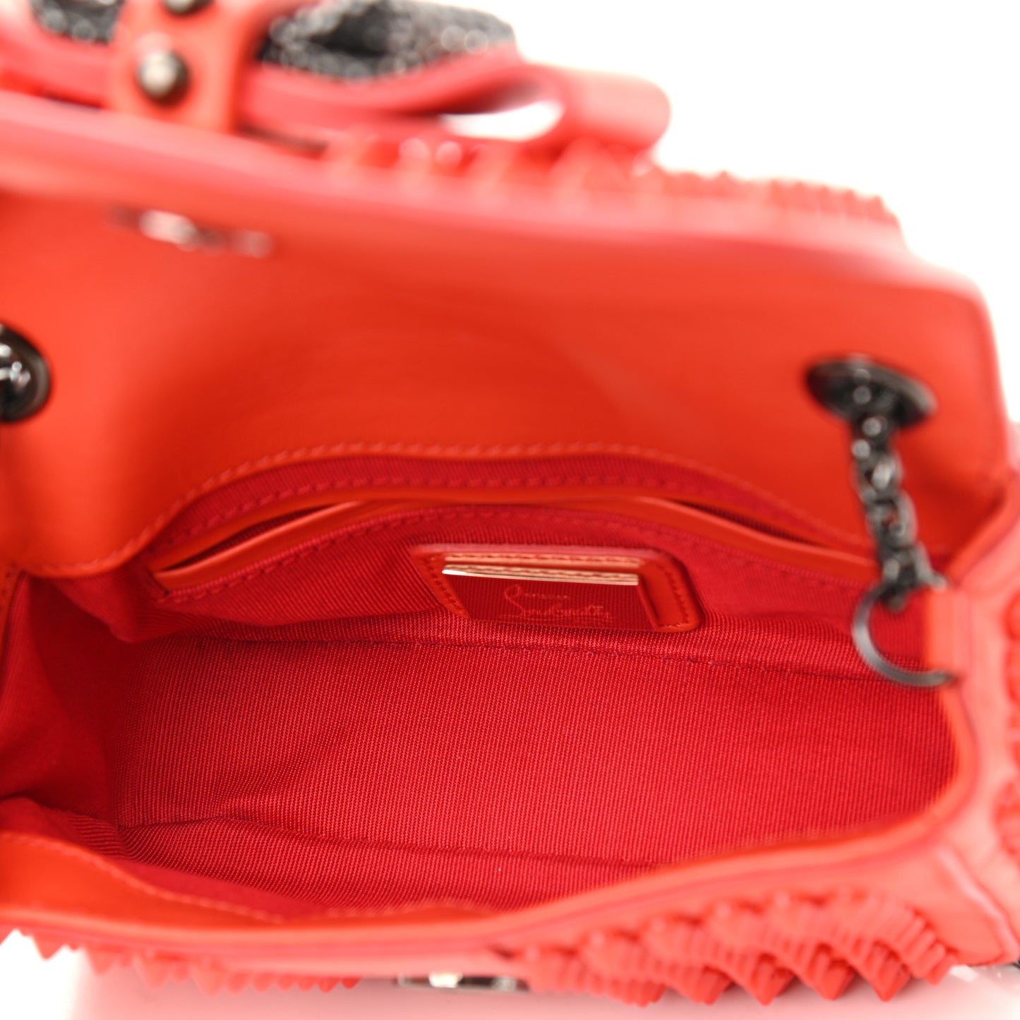 Calfskin Spiked Sweety Charity Crossbody Bag Papaye