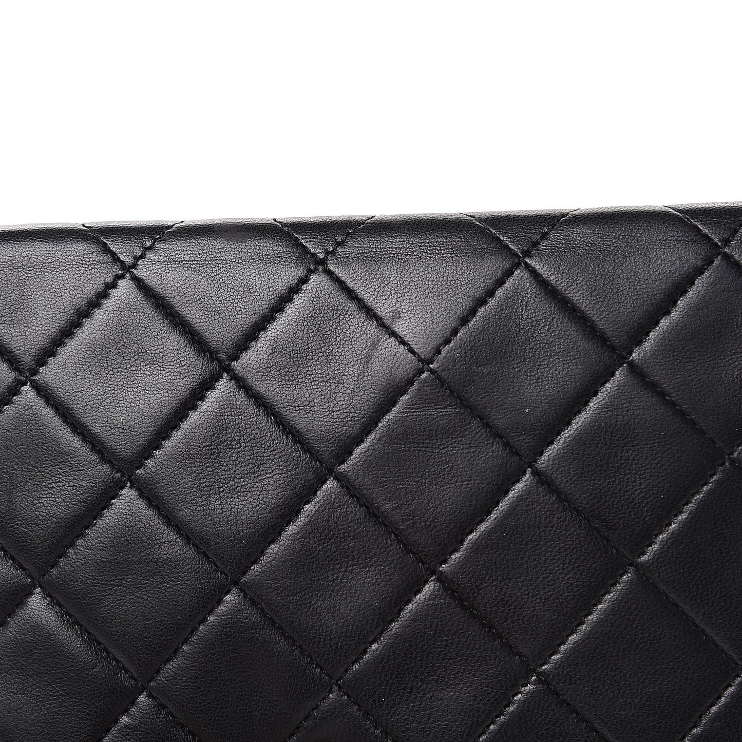 Lambskin Quilted Long Wallet Black